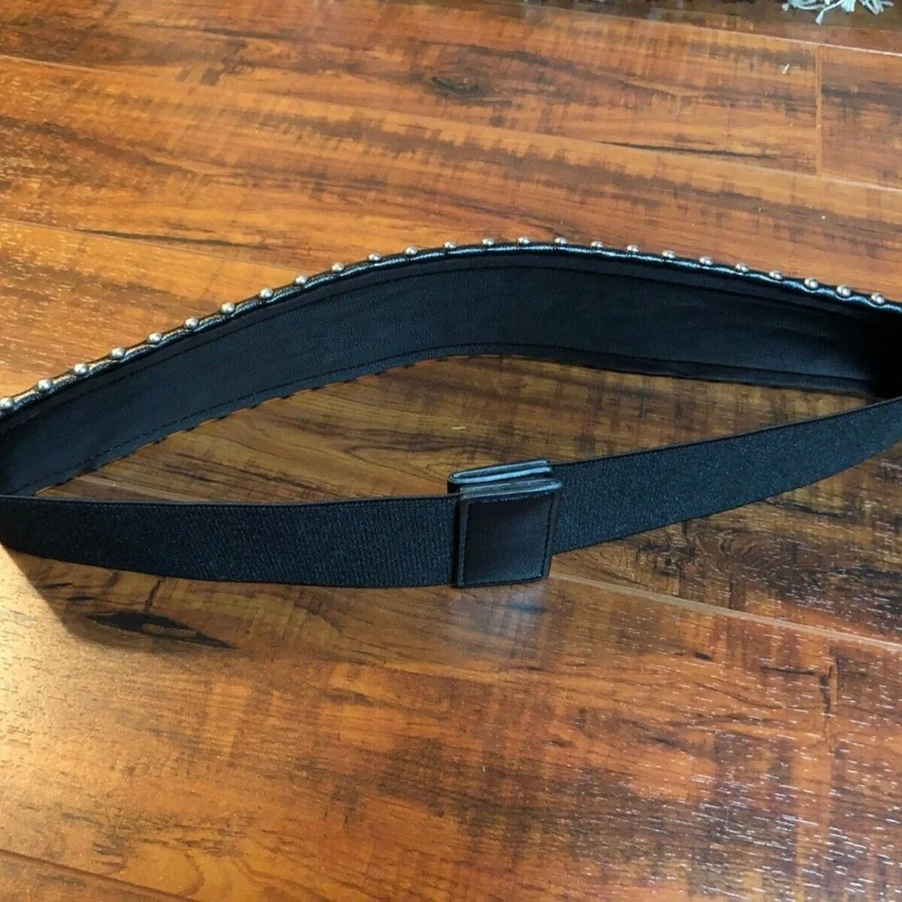 Ivory Woven Black Silver Studded BoHo Hippy Belt